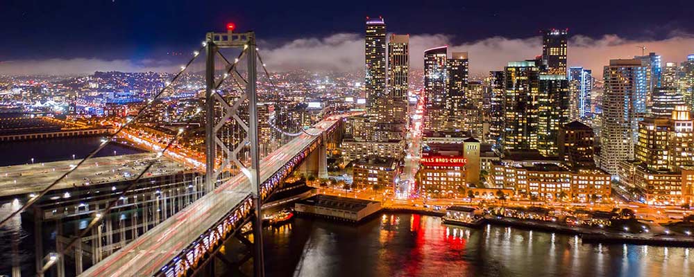 san francisco skyline at night